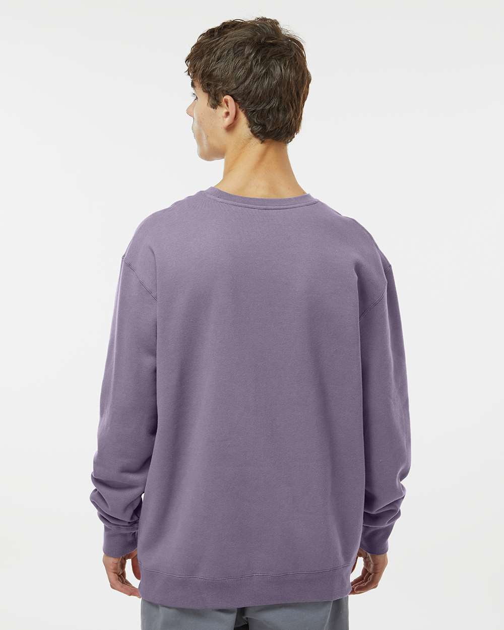 Man wearing a Plum color 10oz. Heavyweight Crew - Tiflee Tradex Company