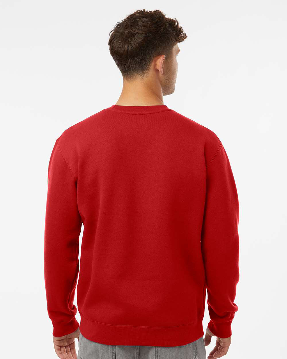 Man wearing a Red color 10oz. Heavyweight Crew - Tiflee Tradex Company