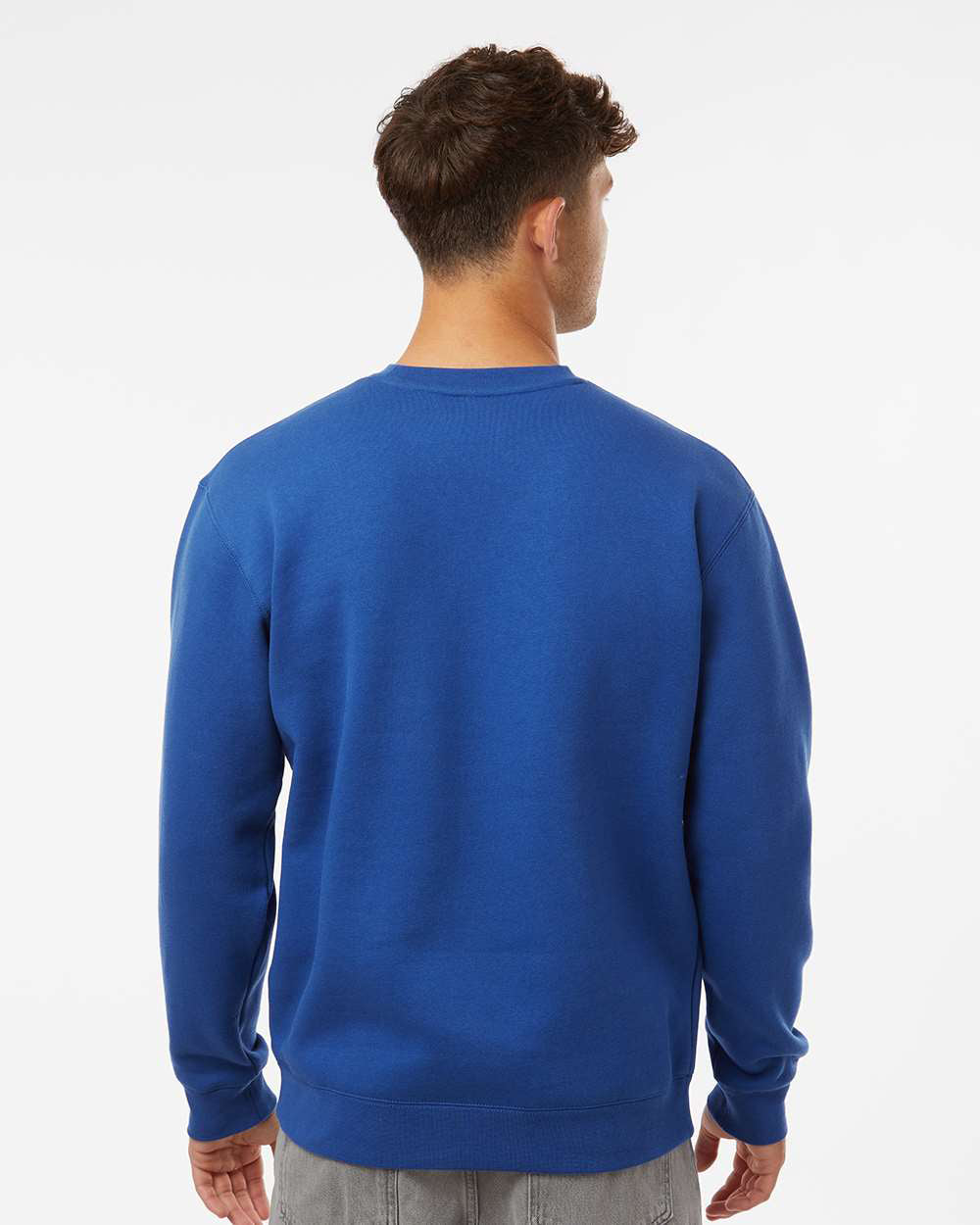 Man wearing a Royal color 10oz. Heavyweight Crew - Tiflee Tradex Company