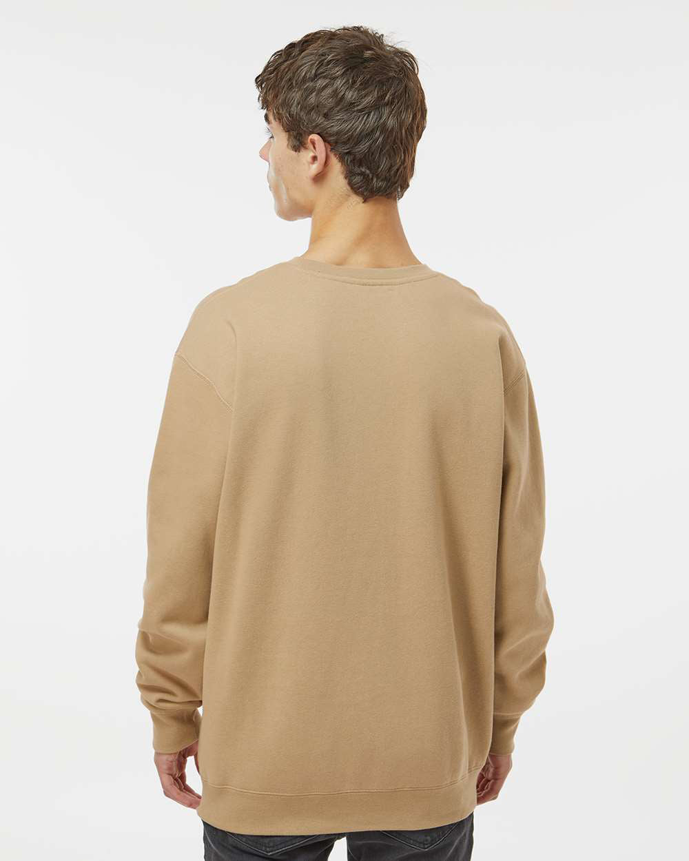 Man wearing a Sandstone color 10oz. Heavyweight Crew - Tiflee Tradex Company