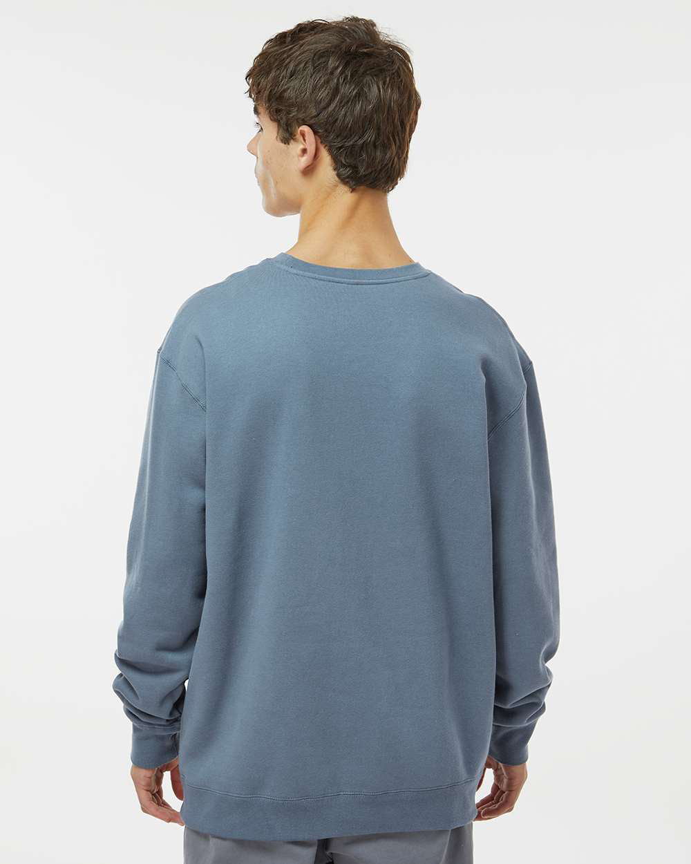 Man wearing a Storm Blue color 10oz. Heavyweight Crew - Tiflee Tradex Company