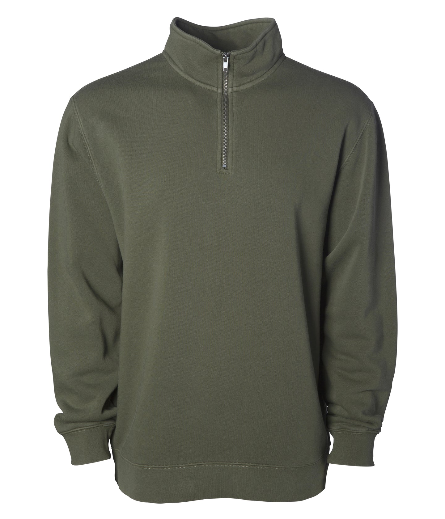 pigment dye quarter zip sweatshirt in color pigment army