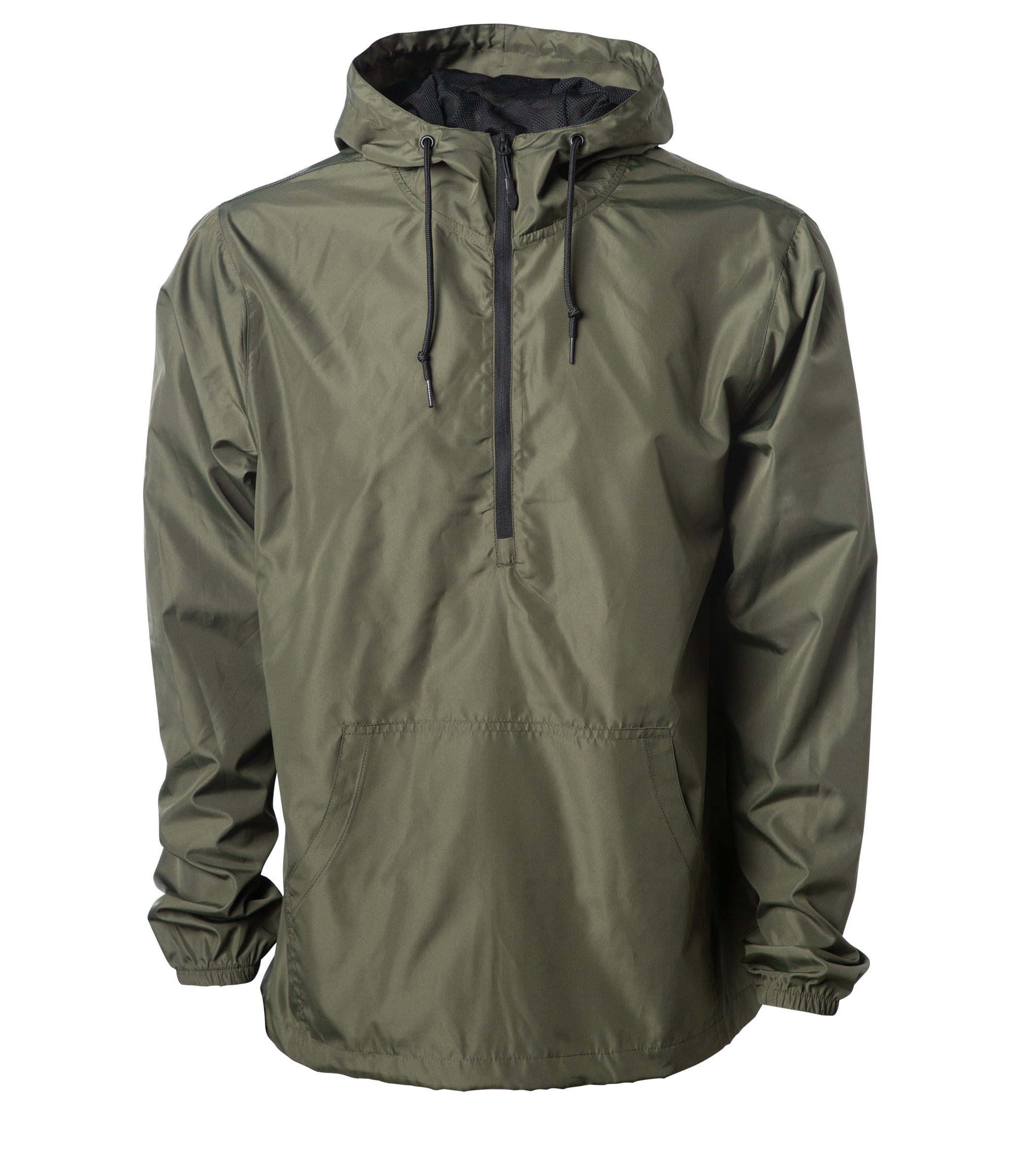 Lightweight Pullover Windbreaker Anorak Jacket in color Army/Black Zip