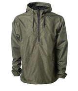 Lightweight Pullover Windbreaker Anorak Jacket in color Army/Black Zip