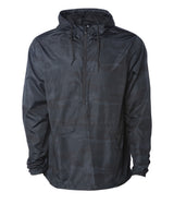 Lightweight Pullover Windbreaker Anorak Jacket in color Black Camo