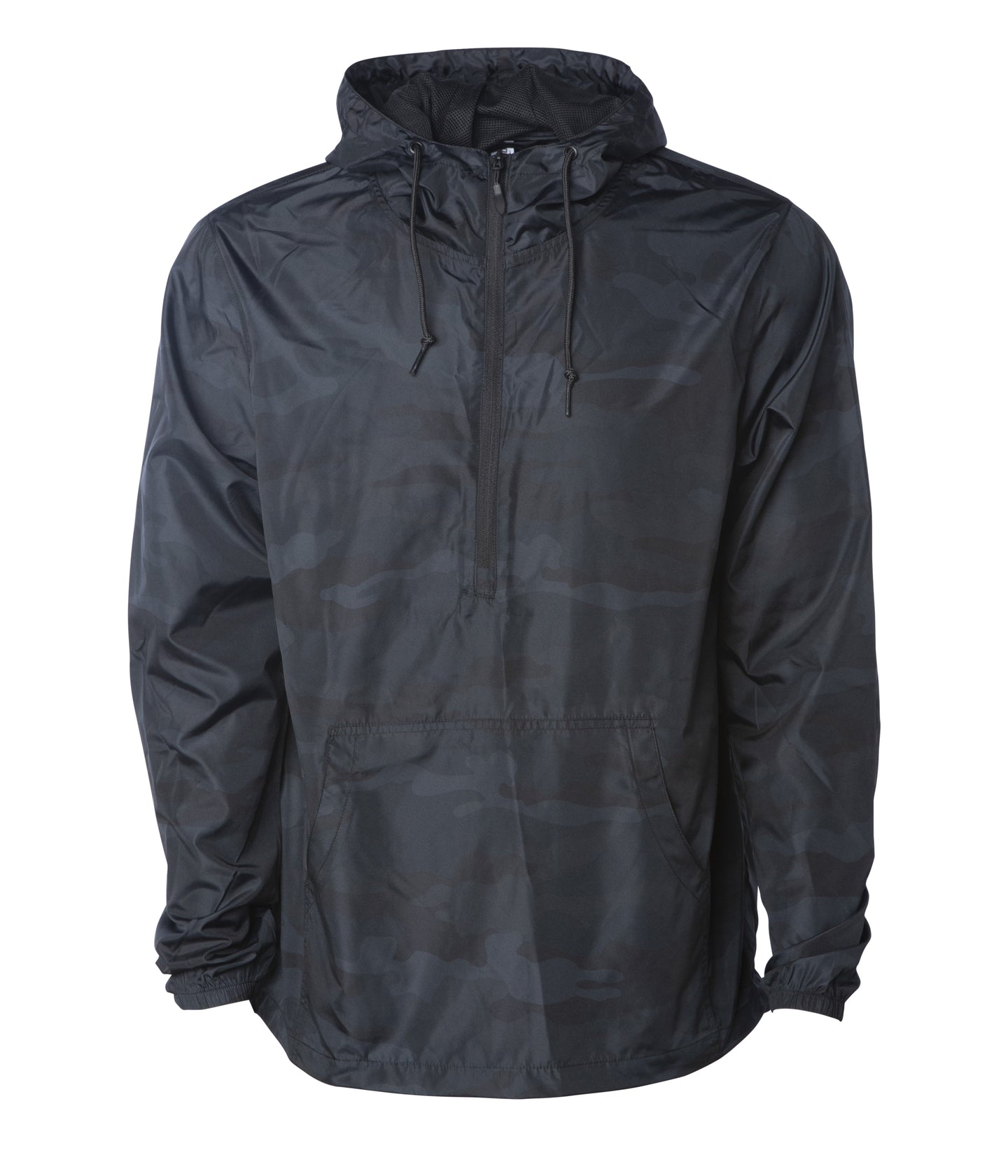 Lightweight Pullover Windbreaker Anorak Jacket in color Black Camo