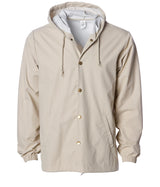 Water Resistant Hooded Windbreaker Coaches Jacket in color Classic Khaki