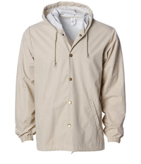 Water Resistant Hooded Windbreaker Coaches Jacket in color Classic Khaki