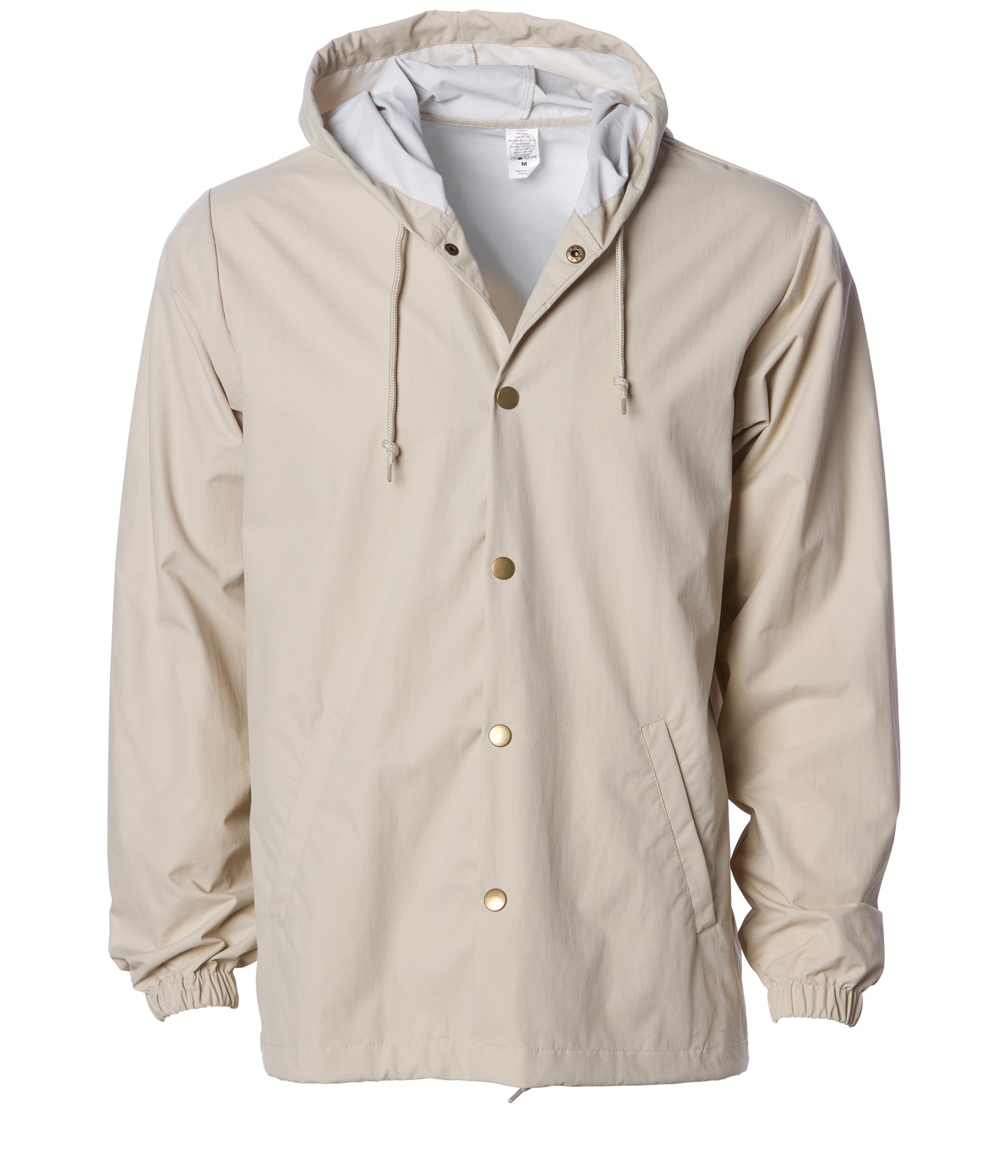 Water Resistant Hooded Windbreaker Coaches Jacket in color Classic Khaki