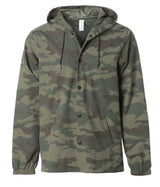 Water Resistant Hooded Windbreaker Coaches Jacket in color Forest Camo