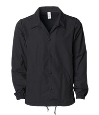 Water Resistant Windbreaker Coaches Jacket in color Black/Black