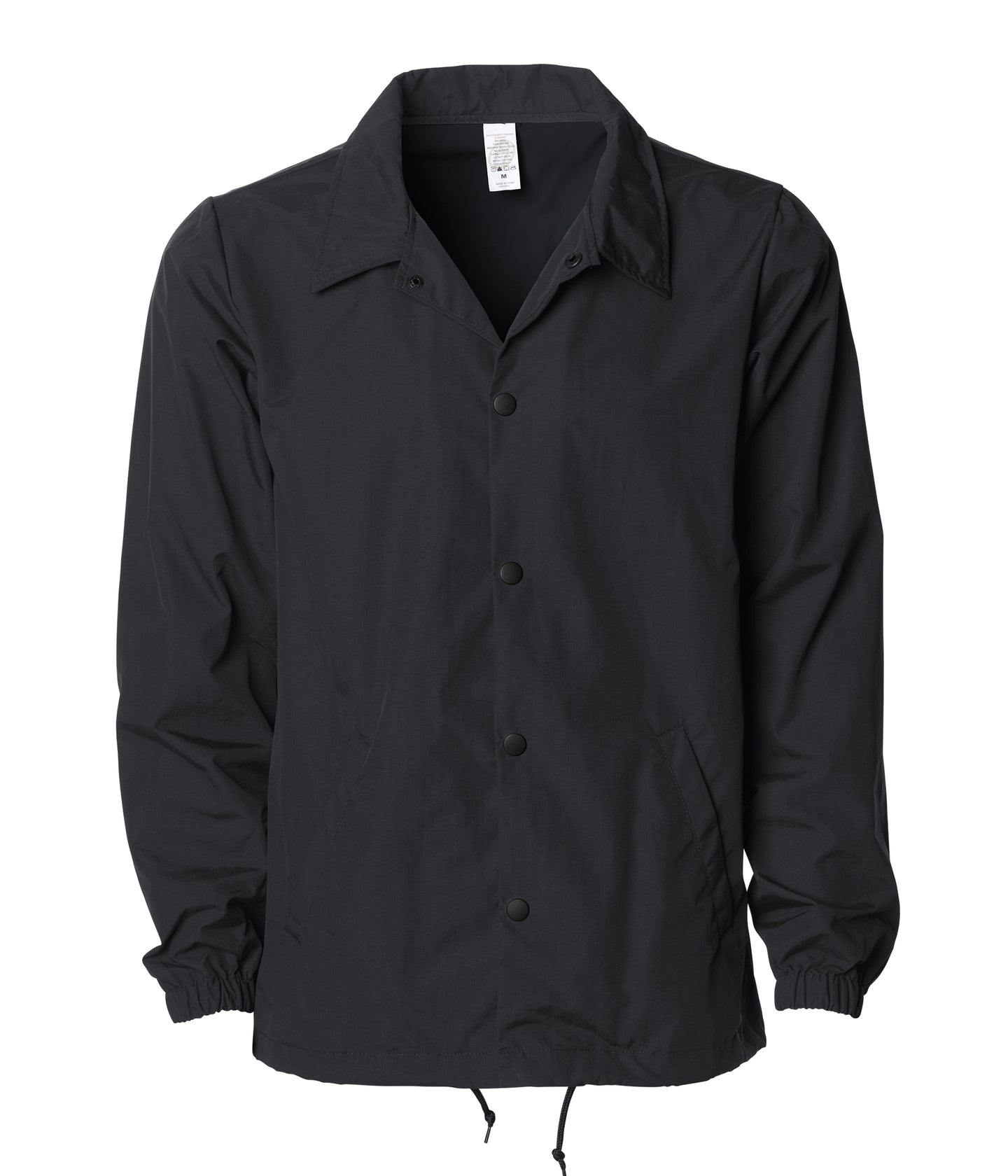 Water Resistant Windbreaker Coaches Jacket in color Black/Black