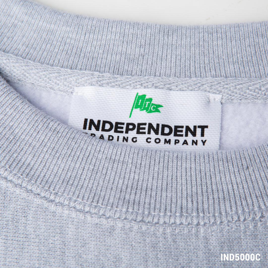 IND5000C Legend - Men's Premium 450gm Heavyweight Cross-Grain Crew tear away neck label.