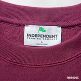 IND5000C Legend - Men's Premium 450gm Heavyweight Cross-Grain Crew tear away neck label on Maroon crew.