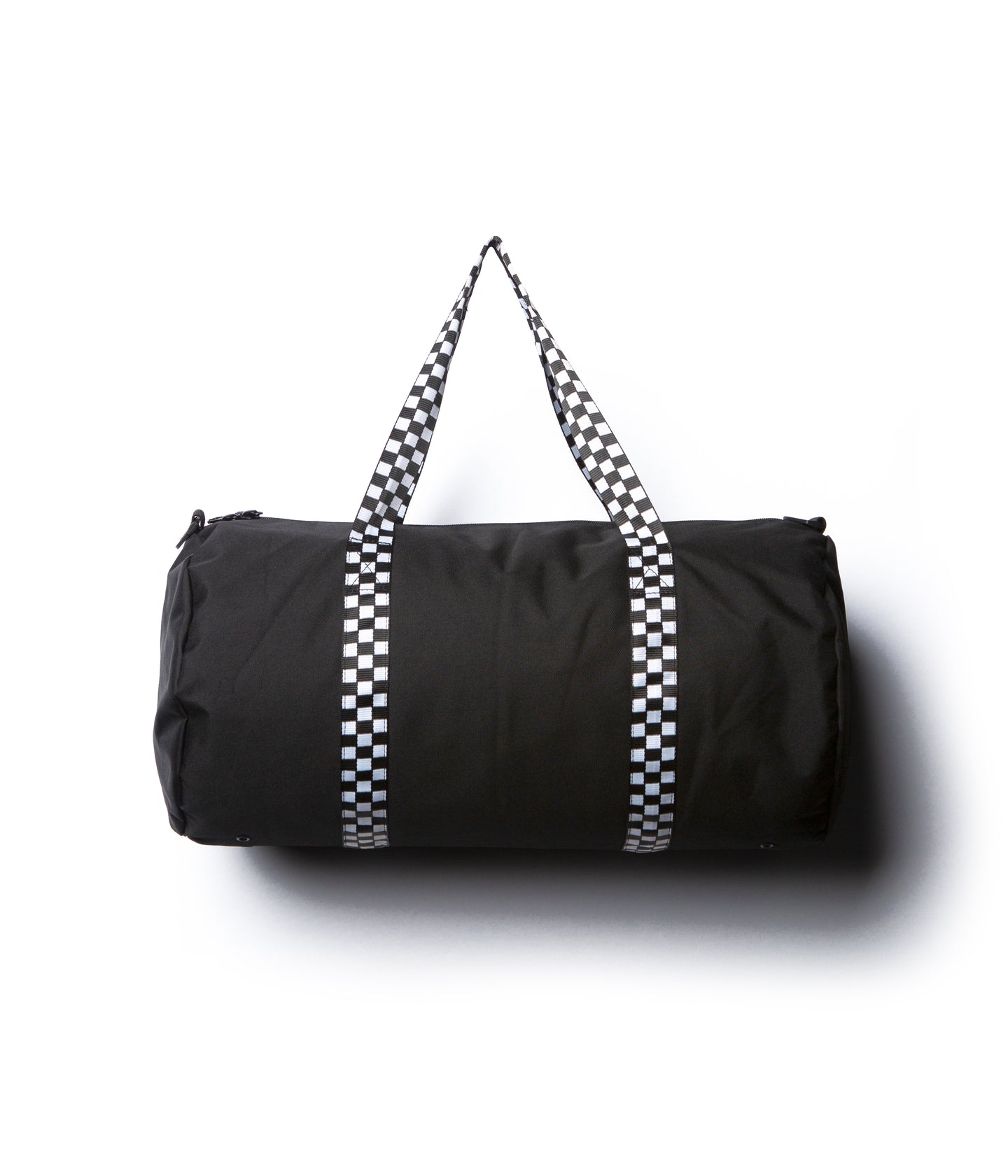 Day Tripper 29 Liter Duffle Bag made of durable polyester material with Nylon handles and removable shoulder strap in Black with Checker Strap