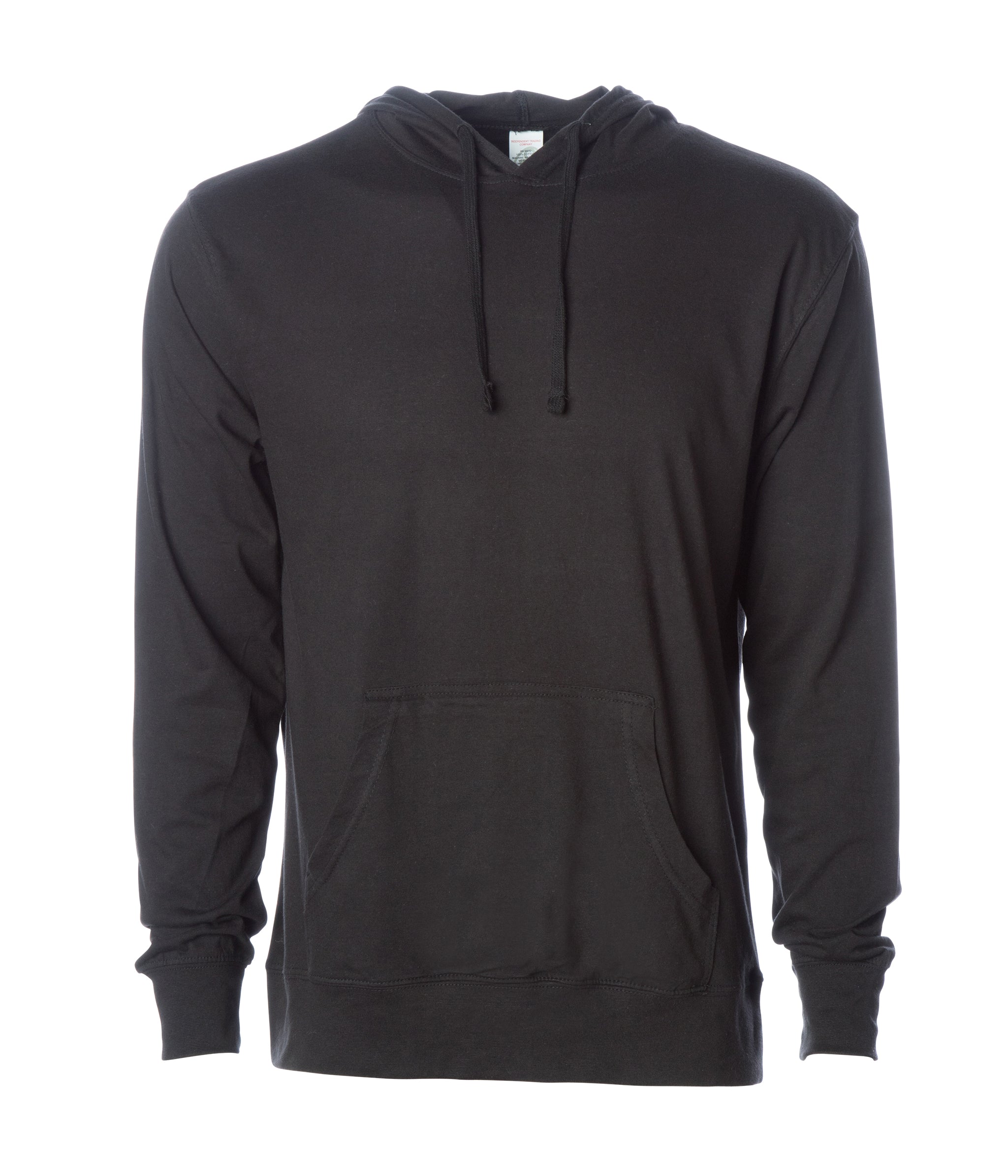 SS150J Lightweight Jersey Hooded Pullover in color Black.