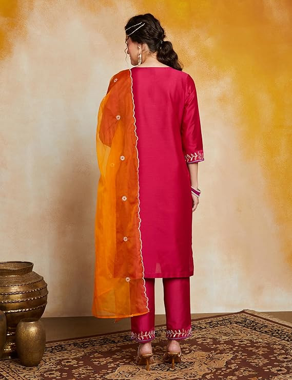 Mritsa Gota Patti Silk Lehenga Set - Red