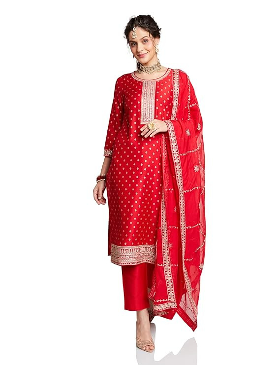 Mritsa Gota Patti Silk Lehenga Set - Red