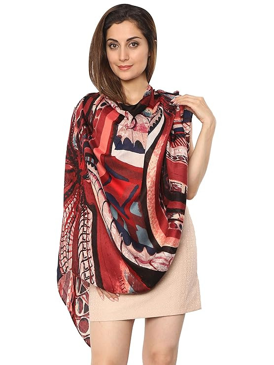 FabSeasons Abstract Printed Cotton Scarf, Scarves, Stole & Shawl for Women for all seasons with shimmer