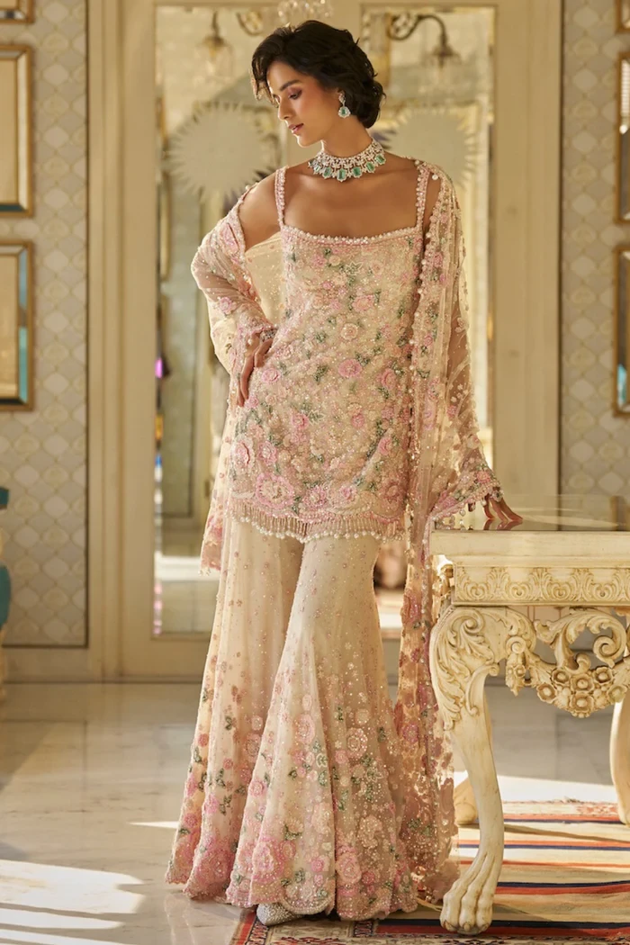 Sarasvi Gota Patti Silk Lehenga Set - Pink