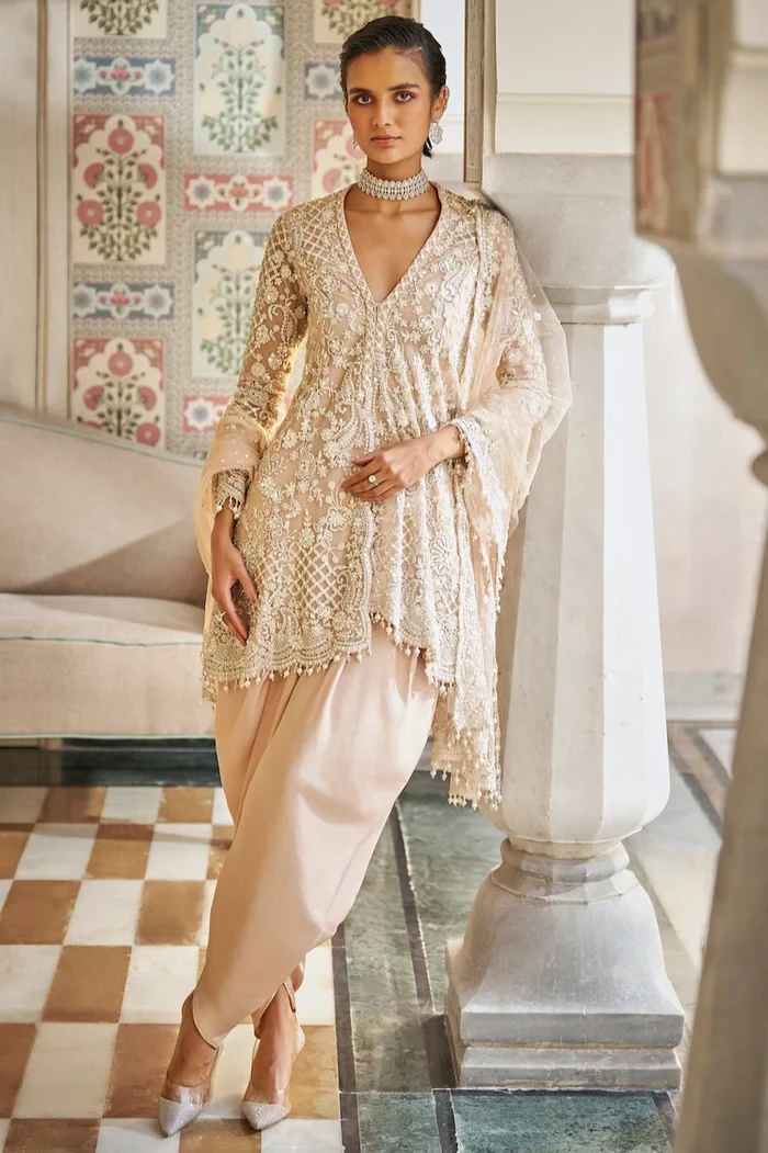 Sarasvi Gota Patti Silk Lehenga Set - Pink