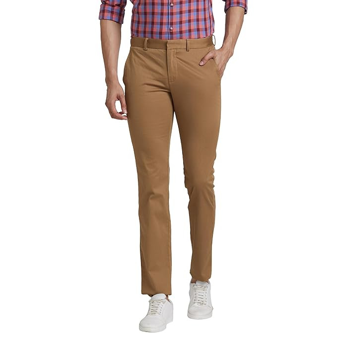 Park Avenue Men's Slim Fit Mid Rise Chinos