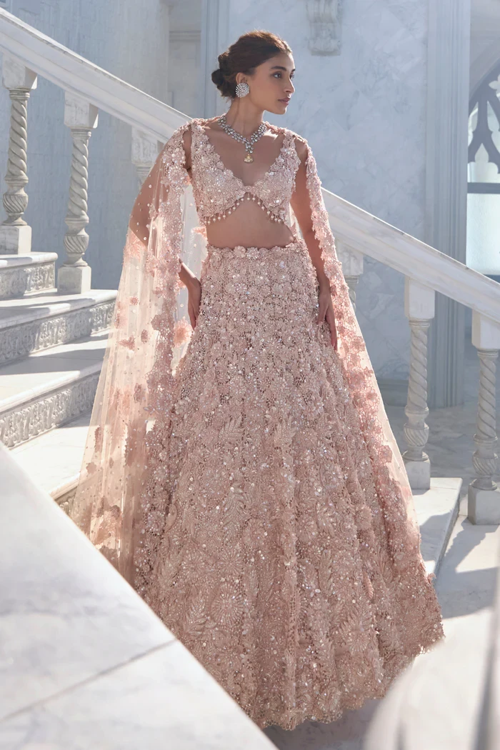 Sarasvi Gota Patti Silk Lehenga Set - Pink